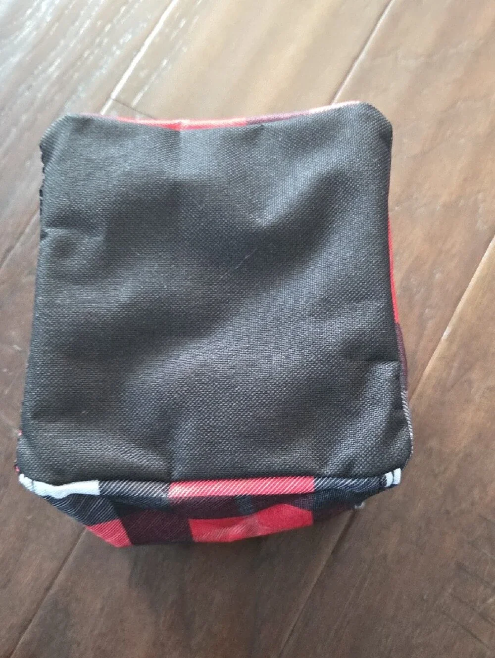 thirty-one Red Plaid Fabric Storage Bin with Mesh Front Pocket